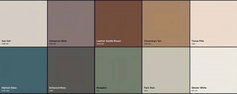 Benjamin Moore Color Trends 2025 Palette featuring ten colors at Columbia Paint & Wallcover near Spring Hill, TN